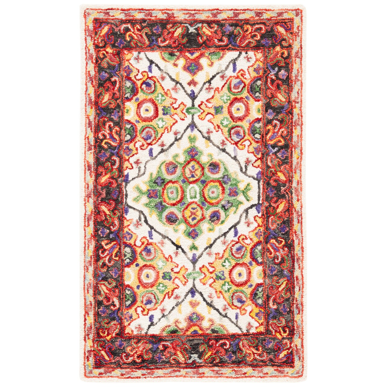 Safavieh   Trace Collection TRC524A Handmade Ivory/Red Rug